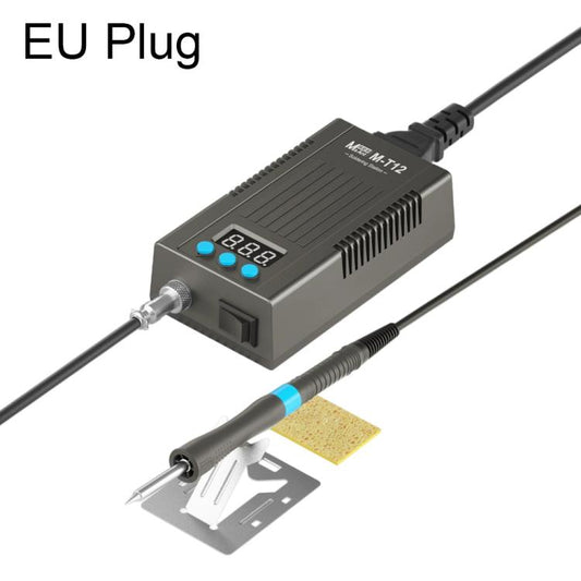 EU plug portable soldering station with digital display and blue control buttons