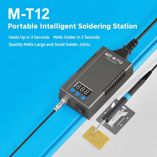 Portable intelligent soldering station with red LED temperature display and stand