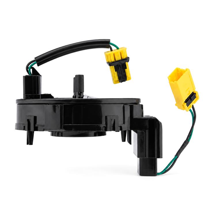 Steering wheel clock spring spiral cable side view with black housing and yellow plugs