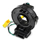 Steering wheel clock spring spiral cable close-up of black housing ring and yellow wires