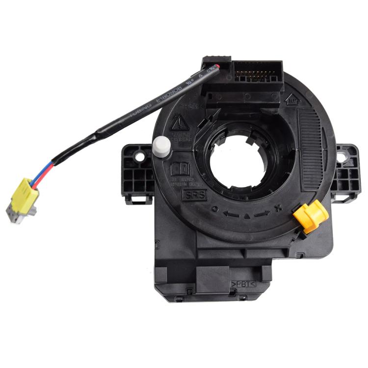 Steering wheel clock spring spiral cable assembly with wire connectors, black housing
