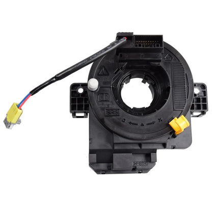 Steering wheel clock spring spiral cable assembly with wire connectors, black housing