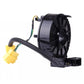 Steering wheel clock spring spiral cable, black housing with coiled cable and yellow electrical plugs