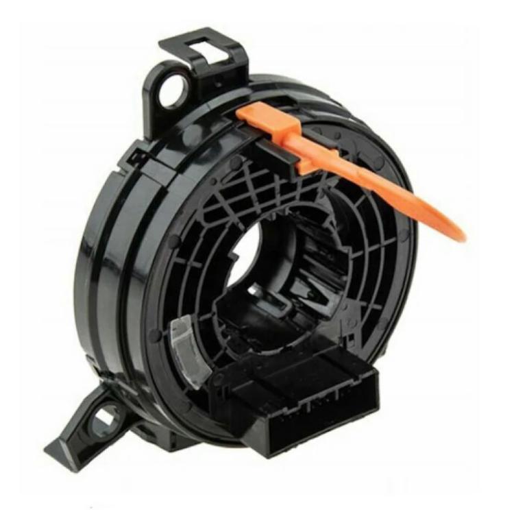 Steering wheel airbag clock spring spiral cable, black round module with orange tab