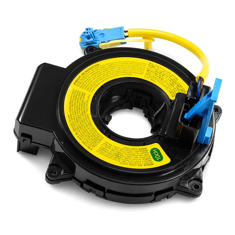 Steering wheel clock spring spiral cable assembly, black with yellow warning ring