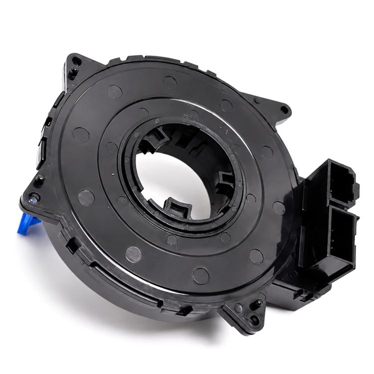 Steering wheel clock spring contact assembly, black plastic with connector housing