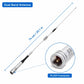 Dual-band antenna with 74 cm whip, spring coil, and PL259 plug connector.