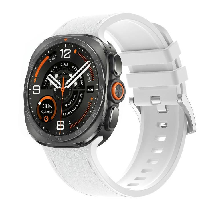 Solid Color Silicone Hybrid Vegan Leather Watch Band, For Galaxy Watch Ultra2 2026 / 2025 / 1 2024