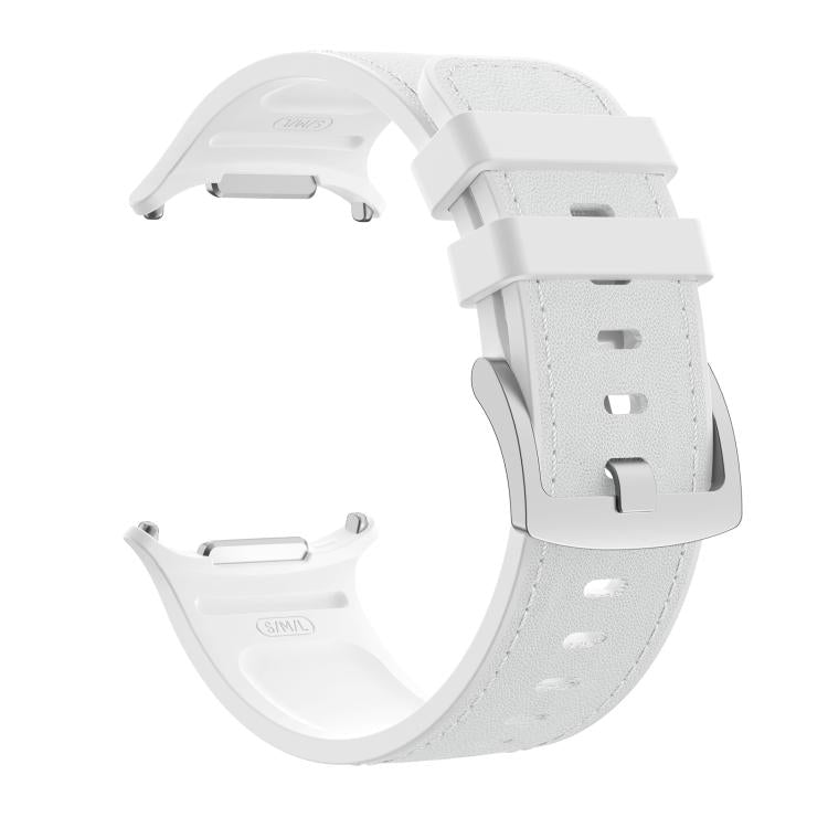 Solid Color Silicone Hybrid Vegan Leather Watch Band, For Galaxy Watch Ultra2 2026 / 2025 / 1 2024