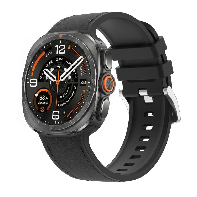 Solid Color Silicone Hybrid Vegan Leather Watch Band, For Galaxy Watch Ultra2 2026 / 2025 / 1 2024