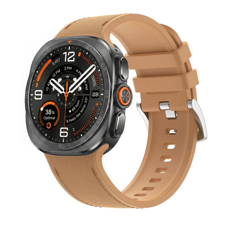 Solid Color Silicone Hybrid Vegan Leather Watch Band, For Galaxy Watch Ultra2 2026 / 2025 / 1 2024