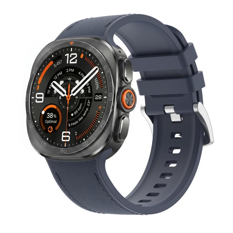 Solid Color Silicone Hybrid Vegan Leather Watch Band, For Galaxy Watch Ultra2 2026 / 2025 / 1 2024