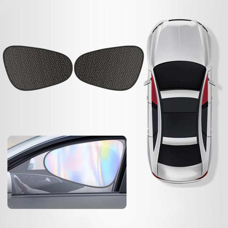 Black geometric privacy car window shades, two curved oval panels