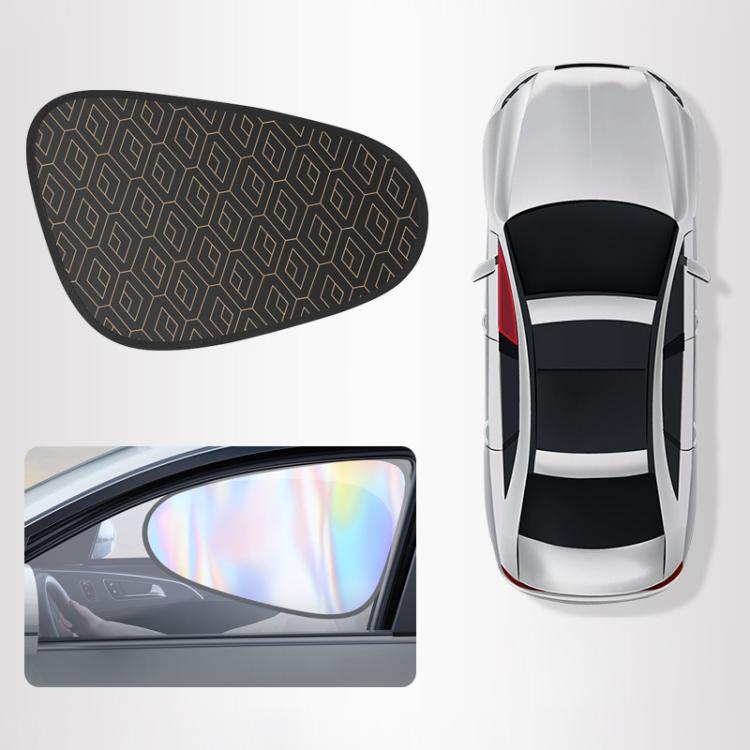 Black geometric privacy car window shade, single curved oval panel