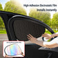 Black geometric privacy car window shade being applied to side window