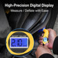 Digital tire pressure gauge tool with LCD screen, yellow body and blue backlight