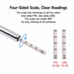 Four-sided tire pressure scale on metal gauge pen, PSI 10–50 and LBS 10–50