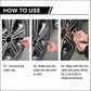 Tire pressure gauge pen in use on a wheel valve stem to read pressure