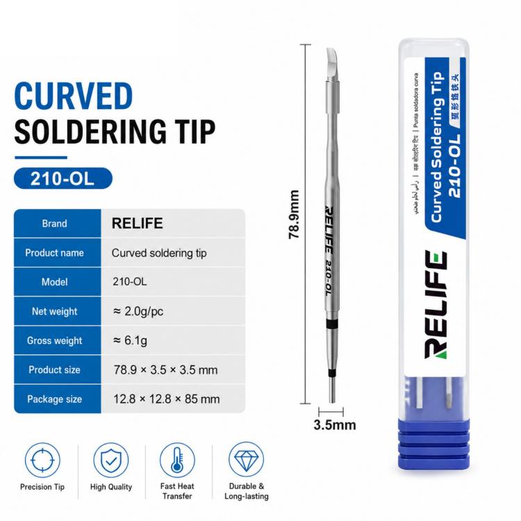 RELIFE 210?OL Curved Soldering Iron Tip