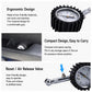 Tire pressure gauge with reset/air-release valve and black gear-style protective cover