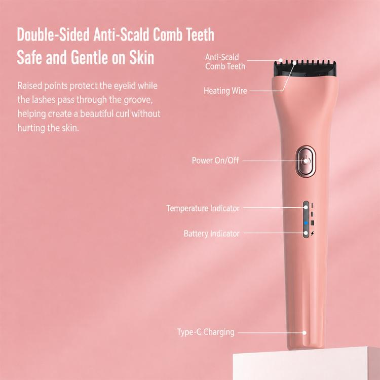 Portable Heated Eyelash Curler Rechargeable Long-Lasting Lash Tool