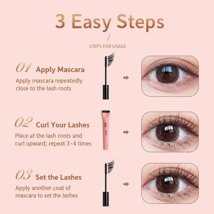 Portable Heated Eyelash Curler Rechargeable Long-Lasting Lash Tool