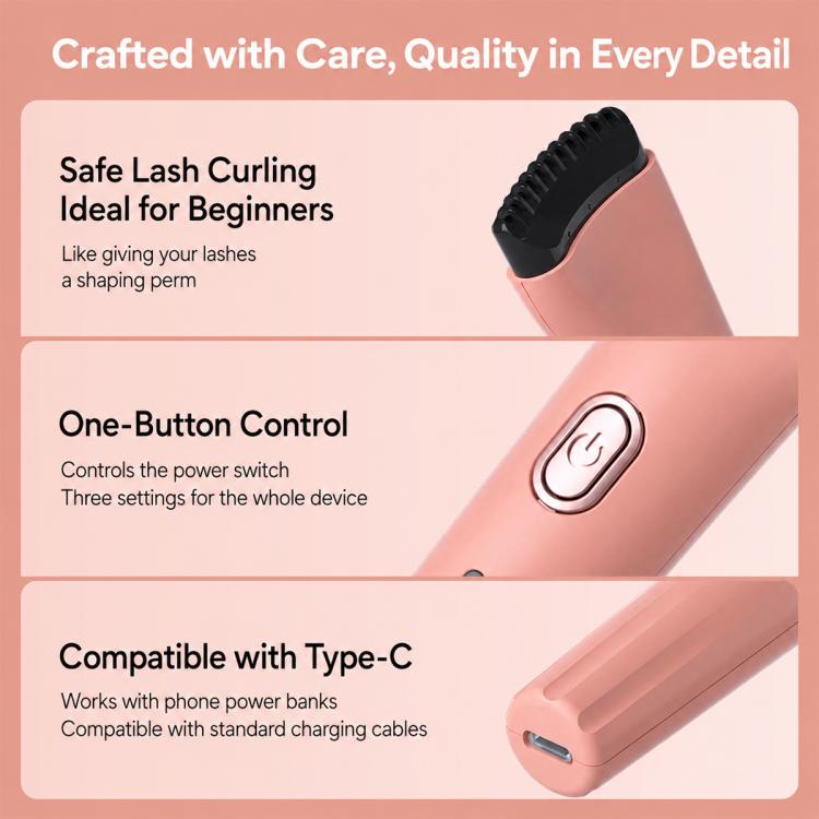 Portable Heated Eyelash Curler Rechargeable Long-Lasting Lash Tool