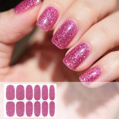 12 PCS/Sheet Waterproof Solid-Color Glitter Nail Stickers