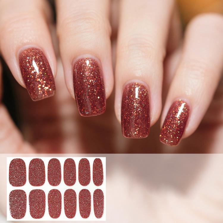 12 PCS/Sheet Waterproof Solid-Color Glitter Nail Stickers