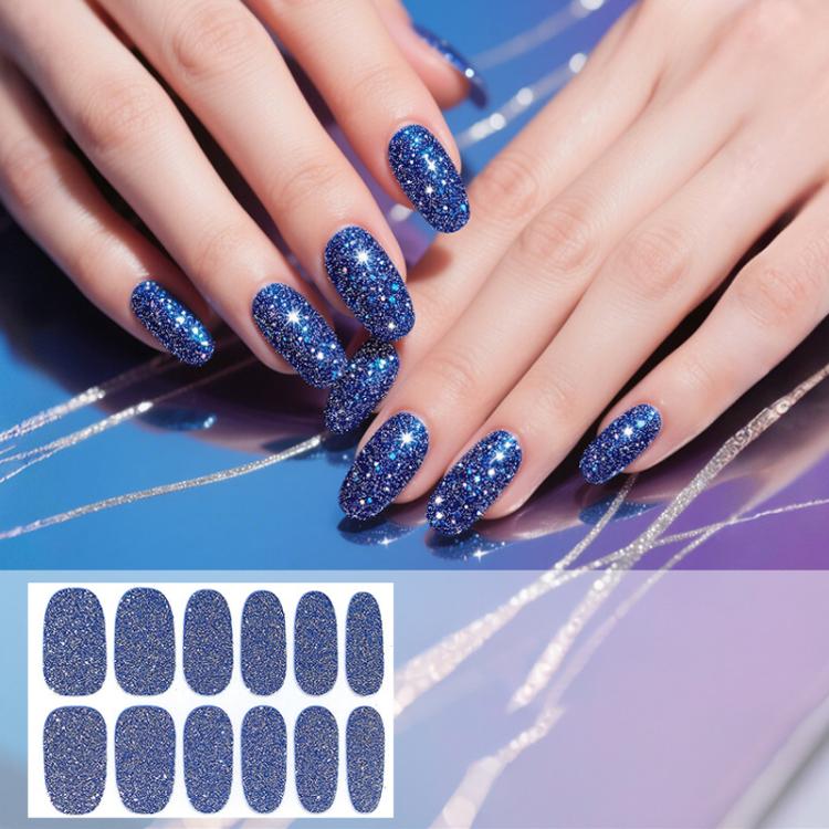 12 PCS/Sheet Waterproof Solid-Color Glitter Nail Stickers