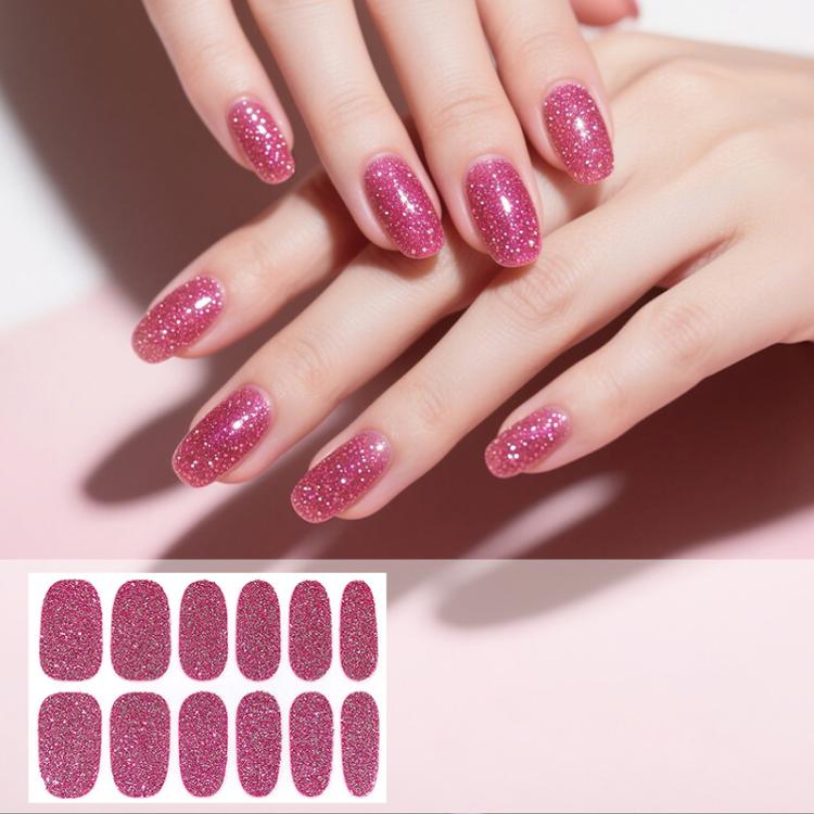 12 PCS/Sheet Waterproof Solid-Color Glitter Nail Stickers