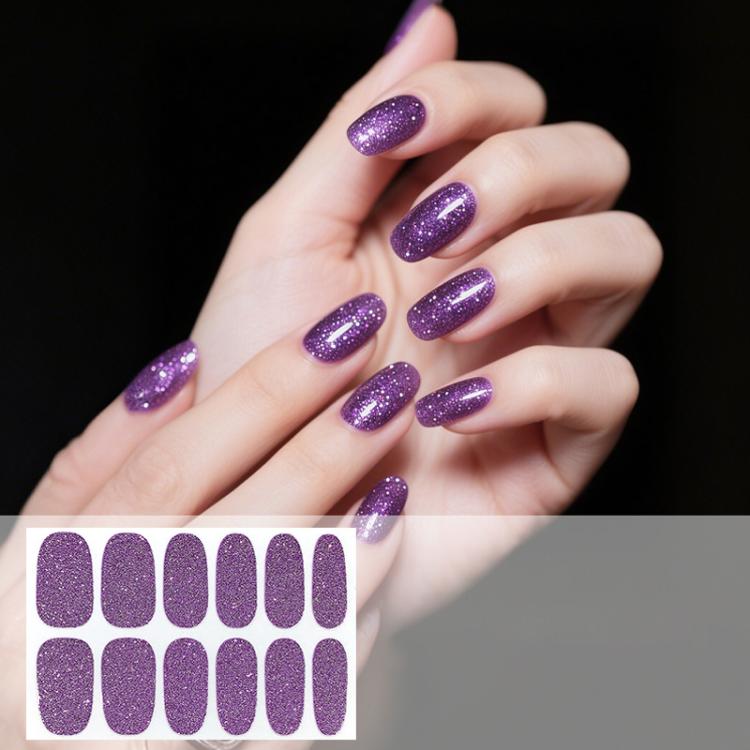 12 PCS/Sheet Waterproof Solid-Color Glitter Nail Stickers