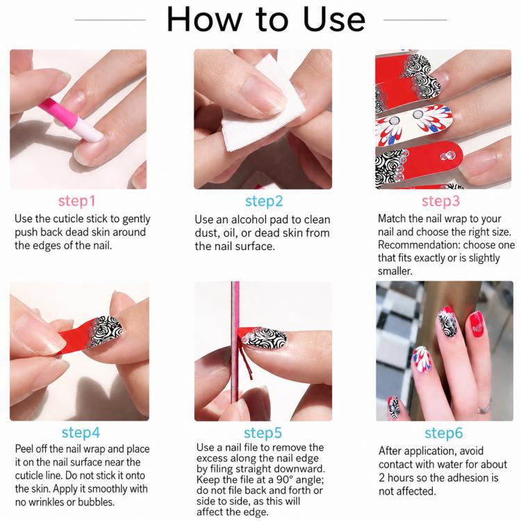 12 PCS/Sheet Waterproof Solid-Color Glitter Nail Stickers