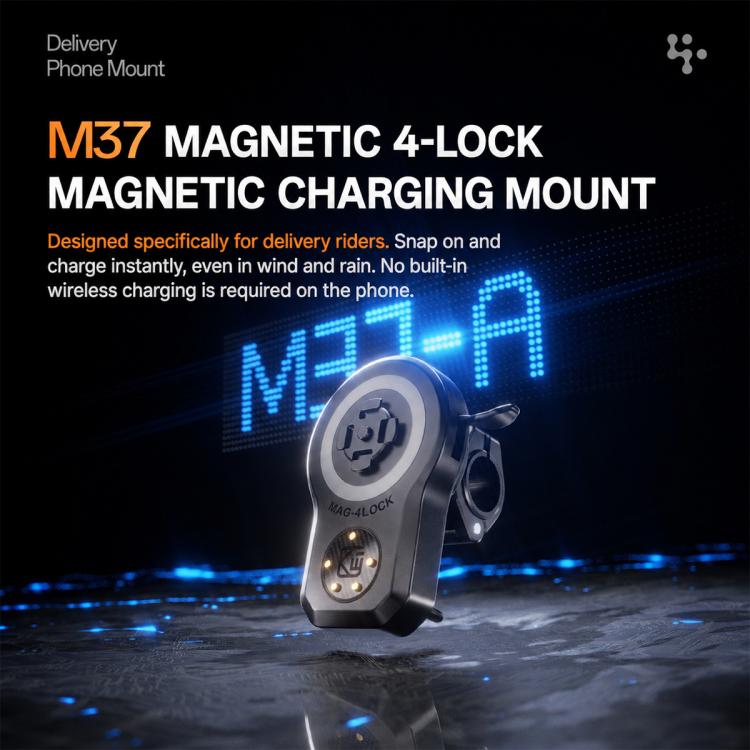 Magnetic phone charger mount with blue glowing indicator plate