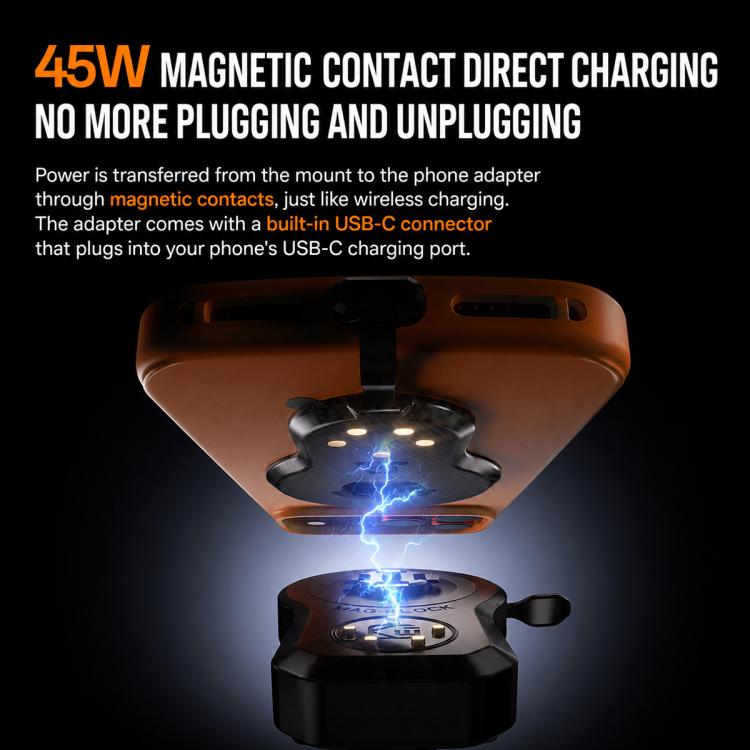 Motorcycle magnetic charging contact module with blue power spark
