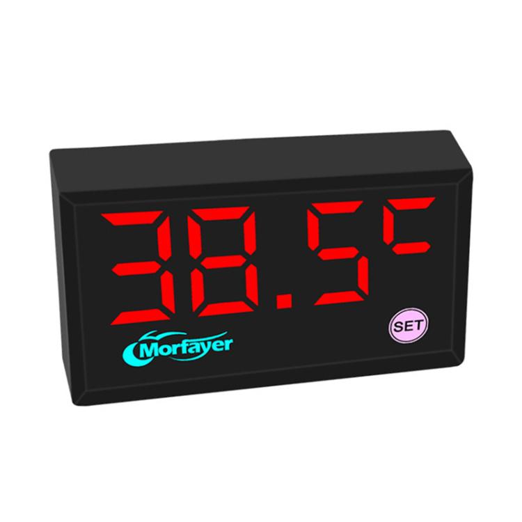 5-in-1 speedometer display with red LED numbers and Morfaver logo, SET button