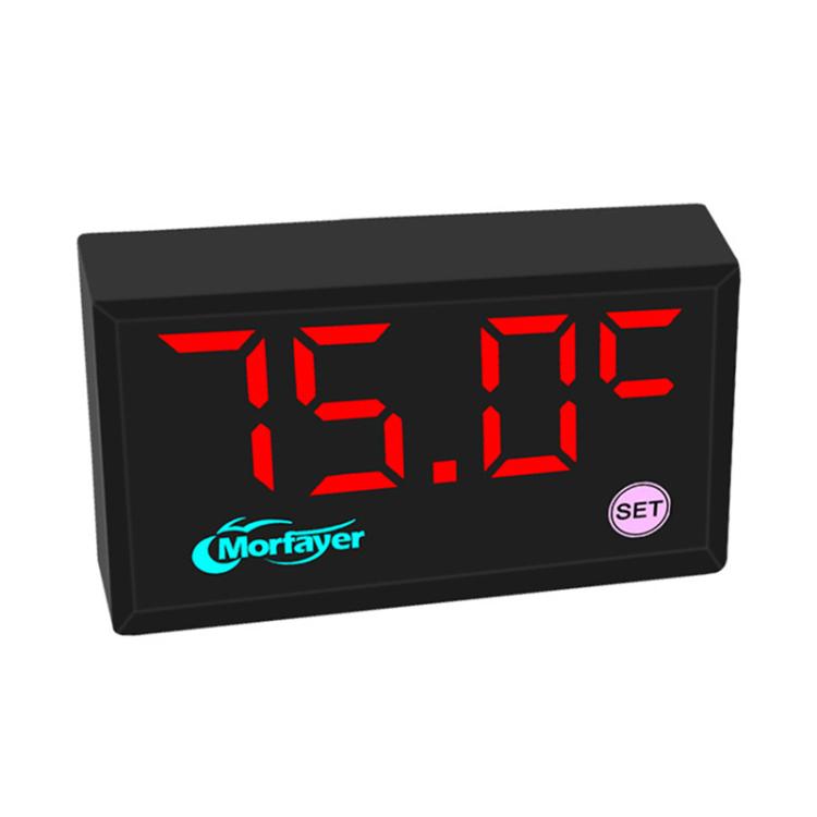 5-in-1 speedometer display with red LED digits and Morfaver logo, SET button