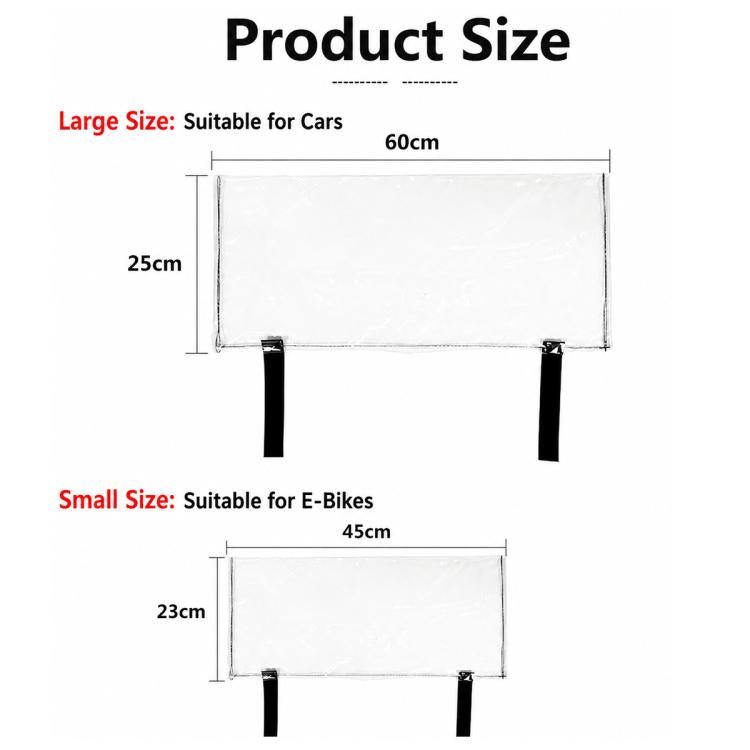 Rectangular waterproof cover size diagram: 60x25 cm with black mounting tabs