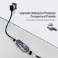 Portable power strip charger in transparent waterproof cover mounted on car exterior