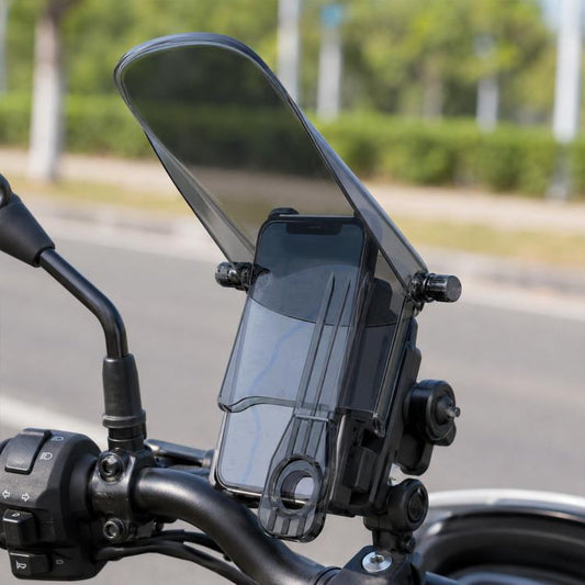 Smoke anti-reflection phone sunshade holder with curved clear visor and mounting clips