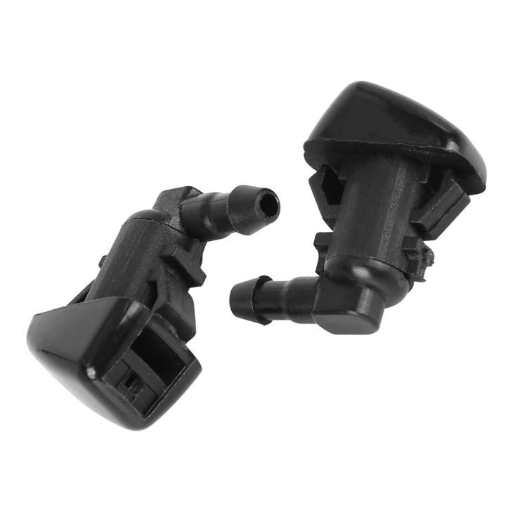 Set of two black windshield washer spray nozzles with connector ends