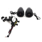 Motorcycle phone mount speaker with two round speakers and handlebar-style clamp