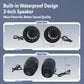 Dual 3-inch speaker design for motorcycle mount speaker with front and back views