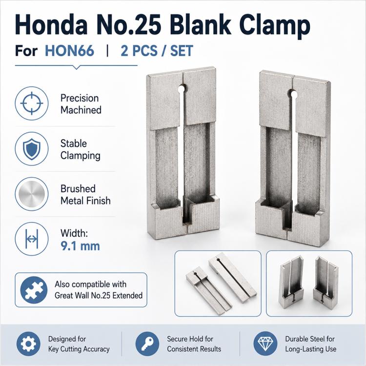 Honda No.25 blank clamp set: 2-piece metal key holding fixture for HON66