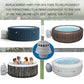 Gray replacement debris screen filter with red ring for spa tubs, product close-up