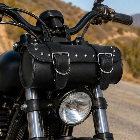 Vintage Leather Handlebar Hanging Bag for Motorcycles and Electric Bikes