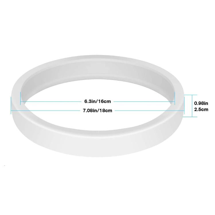 Pool cleaning sweeper tire ring with size markings: 6.3in/7.08in, 0.98in thick