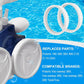 Pool cleaning sweeper tires set of 3 white circular rings, shown by a pool