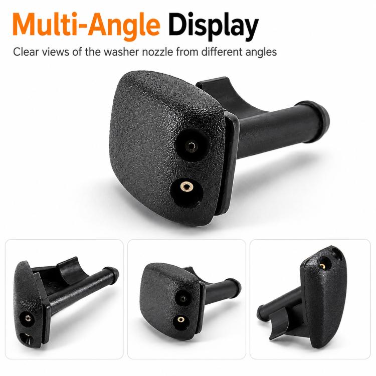 Windshield washer wiper jet nozzle, black dual-outlet sprayer with mounting base