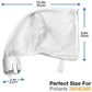 White mesh pool filter bag with reinforced opening and plastic connector